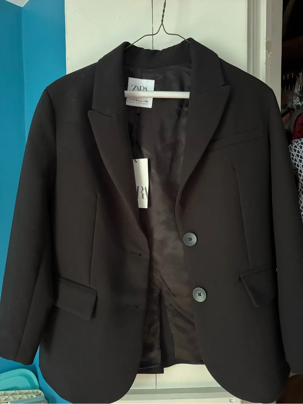 Zara Black Single-Breasted Tailored Blazer